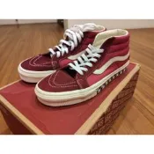 Vans 滑板鞋 運動休閒鞋 帆布鞋 復古 經典 中筒 麂皮 潮流 穿搭 有型 紅色 紅藍色 棋盤