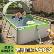 【廠家直銷--聊聊客服】 泳池新品户外大型免充气游泳池家用方形成人儿童水池带棚遮阳加高