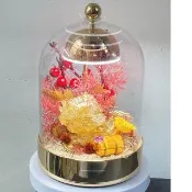 【OSTARA FLORIST 奧斯塔拉花藝】風鈴玻璃拍拍燈 水晶擺件花禮-大貔貅(吞金獸、咬錢獸)系列(永生花、水晶)