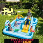 島嶼好物 【可打統編 公司貨】【INTEX】兒童充氣游泳池家用戲水滑梯池寶寶家庭小型噴水海洋球沙池