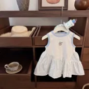 小小喬❤️女童童裝韓國童裝女寶刺繡洋氣波點不規則魚尾裙擺公主背心裙潮範