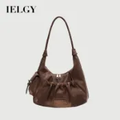 IELGY 高級感復古辣妹腋下包 美拉德色單肩褶皺餃子包