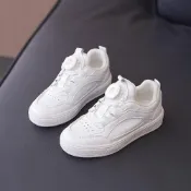 (店+)旋鈕式鞋帶 白色皮面運動鞋 全白球鞋 童鞋 男童女童 兒童