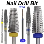 1PC/3入碳化鎢指甲鑽頭,適用於凝膠卸除與指甲塑形工具
