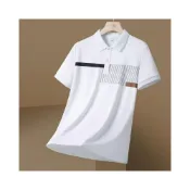  (店+)Polo衫男大尺碼吸濕排汗彈性短版上衣夏天輕薄透氣冰絲涼感運動服寬鬆圓領短袖休閒登山工作跑步吸汗速乾t恤籃球棒球羽球衣