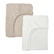 【IKEA 宜家家居】LEN 嬰兒床床包，白色 米色/紗布，60x120 公分
