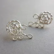 溫柔薔薇 華麗款 銀耳環-耳針