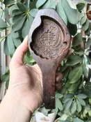印模，糕點模具，月餅模，老印板，老模具，糕點印模，餅模，粿模，糕模，印板， 雕刻【壽桃】圖案，刻工精細，包漿皮