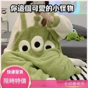 免運冬季新 毛加厚 女生睡衣 法蘭絨 連身連身睡衣女 連帽保暖居家服 卡 三眼怪史迪奇熊抱哥 