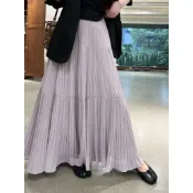 大碼女裝氛圍感壓褶大裙擺半身裙2025夏季胖mm顯瘦遮胯中長款裙子
