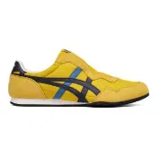【Onitsuka Tiger】鬼塚虎-無鞋帶款黃底黑藍虎爪紋 SERRANO SLIP-ON(1183C615-750)休閒鞋
