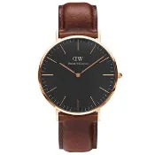 【Daniel Wellington】DW 手錶  Classic 40mm深棕色真皮皮革錶(DW00100125)