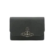 Vivienne Westwood 防刮皮星球銀logo扣式卡包(黑)