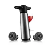 【VACU VIN】荷蘭 抽真空器+酒瓶塞2入 質感銀 / 紅酒塞 真空瓶塞 保鮮瓶塞 葡萄酒塞