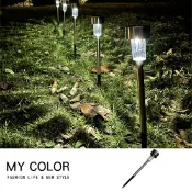 Mycolor 草坪燈 不鏽鋼插地燈 LED光感應燈 太陽能 地埋燈 不銹鋼 太陽能燈 露營燈 戶外燈 LED燈 燈柱子 庭院燈 草皮燈 小管燈 LED太陽能景觀燈柱♚MY COLOR♚【S065】