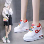 免運實拍💯 厚底鞋 百搭休閒鞋 軟底內增高鞋 防滑耐磨鞋 氣質女鞋 秋季厚底內增高女鞋坡跟系帶休閑超高跟12cm松糕鞋