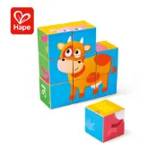 【德國Hape】木製動物方塊拼圖玩具(9件組) (積木 木質 認識動物 手眼協調 小肌肉)