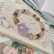 薰衣草紫水晶 黃水晶水晶手鍊設計款 14K包金  開運水晶手鍊 禮物