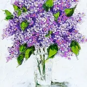 丁香油畫原創藝術品厚塗花卉藝術丁香花