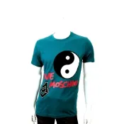 MOSCHINO 藍綠色太極圖騰短袖上衣