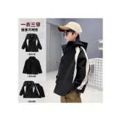 (店+)男童衝鋒衣三合一可拆卸2025新款秋冬季中大兒童夾棉加厚加絨外套