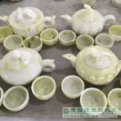 協貿國際日用品生活3館 廠家直銷天然藍田玉竹節南瓜茶壺茶杯茶碗 玉石茶具擺件套盒