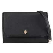 【TORY BURCH】Emerson WOC防刮皮革鍊帶手機長夾斜背包(黑)