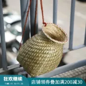 協貿國際日用品生活4館 手工竹制品小背簍魚簍 竹編裝飾小竹筐演出道具 農家竹籃采茶竹簍
