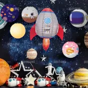 創意火箭紙燈籠星球卡通diy圓形中秋燈籠幼兒園生日派對主題佈置裝飾