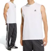 Adidas Trefoil ESS Tee 男款 白色 三葉草 圓領 運動 休閒 無袖 上衣 背心 KE3396