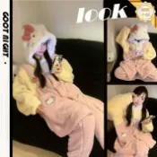 柳岸小舖 【萌趣加厚】HelloKitty睡衣 珊瑚絨睡衣 冬季睡衣 加絨睡衣 家居服套裝 保暖親膚 少女可愛風 冬季居家必備
