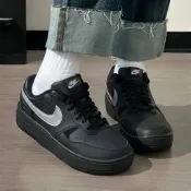 -ES- Nike Gamma force 復古 皮革 黑銀 銀灰 厚底 休閒鞋 HQ1674-001