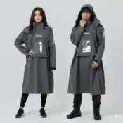 OUTPERFORM ACE半斜開雙拉鍊防水透氣連身式雨衣 鐵灰 透氣 防水 雨衣 連身雨衣 一件式