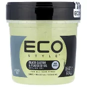 【iHerb】Eco Style, 造型凝膠，優效定型，適合各種髮質，黑蓖麻和亞麻籽油，16 盎司（454 克）