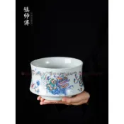 【鬥彩雙獅】茶洗 茶渣缸 陶瓷建水 大號水洗茶盆 廢水桶 茶水缸 茶杯 茶具 陶瓷茶杯 泡茶壺陶瓷