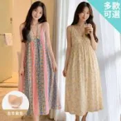 Wonderland 100%嫘縈渡假風自帶胸墊睡衣洋裝