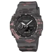大高雄鐘錶城 CASIO 卡西歐 G-SHOCK 2100系列 GA-2100K-1A 金屬印刷迷彩風格 時尚八角形腕錶 粉紅灰 45.4mm｜樂天領券現折★全館特惠中★指定刷卡回饋10%