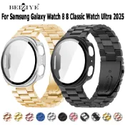 金屬錶帶 不鏽鋼錶帶+玻璃一體殼防摔壳 適用於三星Galaxy Watch 8 Classic 46mm 替換錶帶