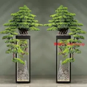免運 仿真植物 人造植物觀景 室內造景 假植物 假樹 假花 仿真迎客鬆假樹綠植大型落地擺件茶室會所辦公室客廳羅漢松裝飾