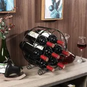 【可開發票】歐式簡約紅酒架鐵藝葡萄酒架酒吧KTV洋酒展示架家用酒瓶擺件黑色