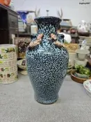 創匯石灣窯變釉梅耳花瓶，口沿一飛皮，老物件，陶瓷材質，釉色漂