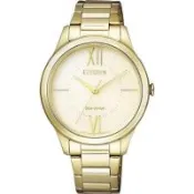 CITIZEN ECO-Drive 美麗動人時尚女錶-金/34mm EM0412-52P