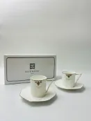 古瓷堂日本回流瓷器 GIVENCHY 紀梵希葡萄雙杯碟 描金咖啡杯 輕盈剔透瓷質 潤澤細膩手感 典雅金邊點綴 優美簡約設計 精緻下午茶套組
