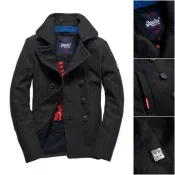DryDog 跩狗嚴選 跩狗嚴選 極度乾燥 Superdry Rookie Pea Coat 編織感 灰 翻領 雙排扣 羊毛 外套 大衣 質感灰色 軍裝