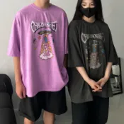 【PAGANS STORE】韓國 閃電 小熊 星際 幽浮 宇宙 星球 仿舊 水洗 短袖 短Tee (2 color)