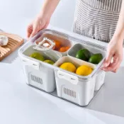 廚房冰箱專用計時保鮮盒食品級瀝水收納盒透明雞蛋餃子盒冷凍盒