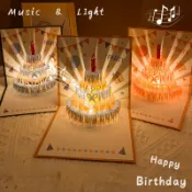 3D音樂燈生日賀卡生日禮物生日快樂音樂生日賀卡