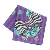 (店+)【ANNA SUI 安娜蘇】蝴蝶結玫瑰印花手帕 浪漫紫 精品手帕 純棉手帕 日本製 手帕 台灣現貨