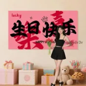生日橫幅背景🧊生日快樂背景大掛布條幅拍照氛圍感道具女孩儀式感場景佈置裝飾