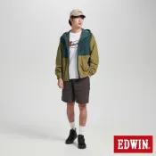 EDWIN 男款 撞色防潑水連帽風衣外套(灰綠色)